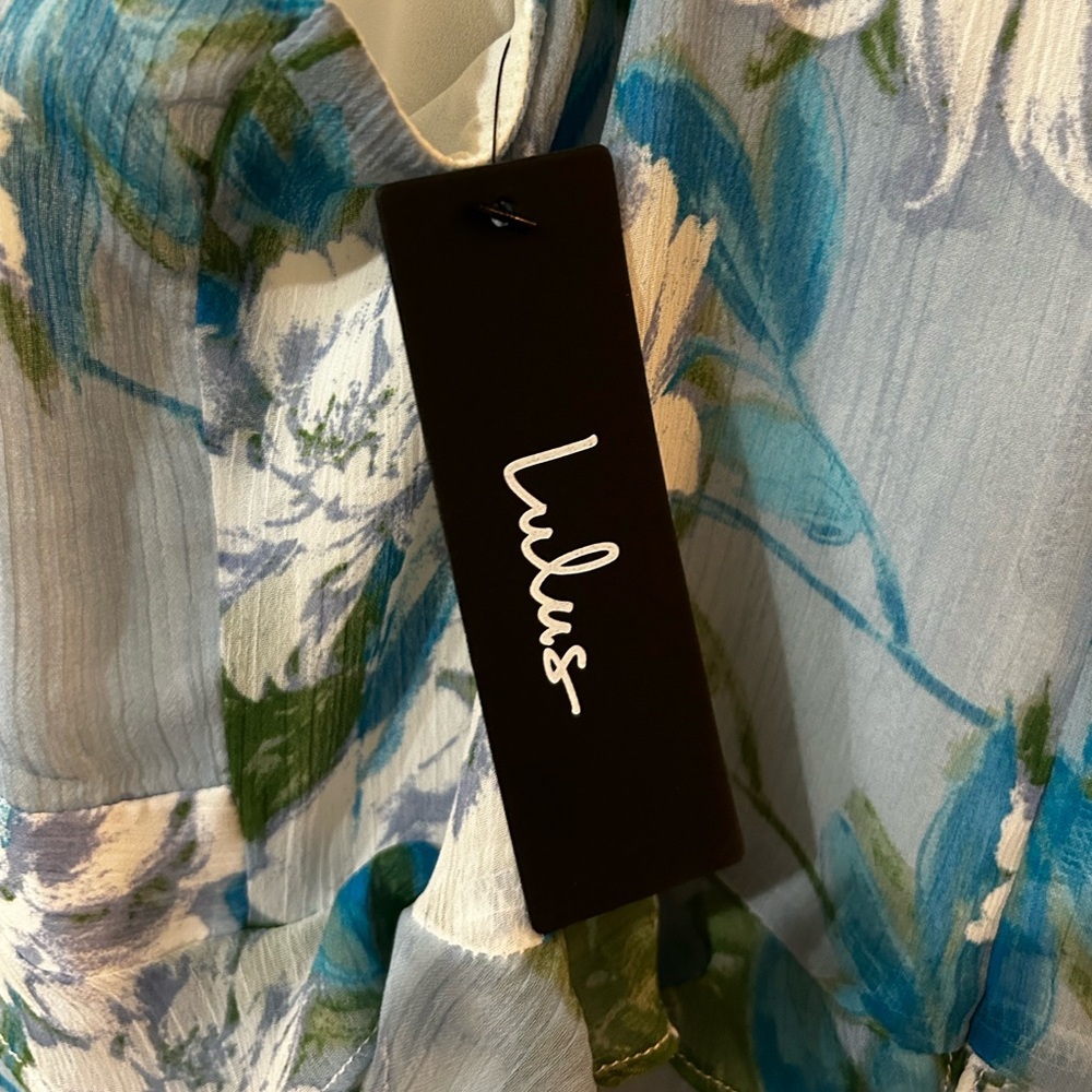 NEW! Lulu’s Sensational Spring Light Blue Floral Print Ruffled Maxi Dress 🌷 - Picture 8 of 13
